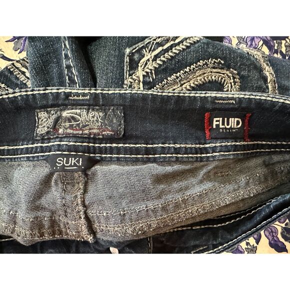 Silver Suki Mid Capri Women's Crop Jeans Fluid Denim Thick Stitch Tag Size 30 - Picture 2 of 4